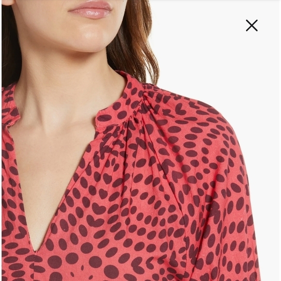 NWT Nordstrom Area Stars tiered puff sleeve dot mini dress in red size small - Picture 4 of 8